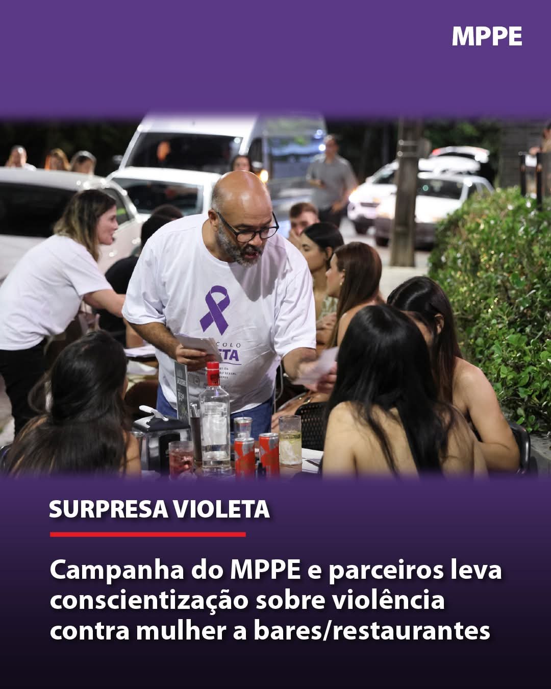 Campanha do MPPE e parceiros leva conscientização sobre violência contra mulher a bares/restaurantes