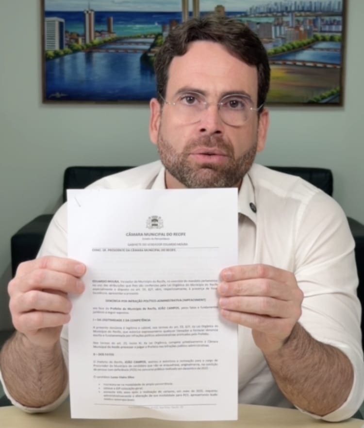 EduardoMoura anuncia pedido de impeachment de João Campos, após polêmica envolvendo nomeação irregular de procurador 